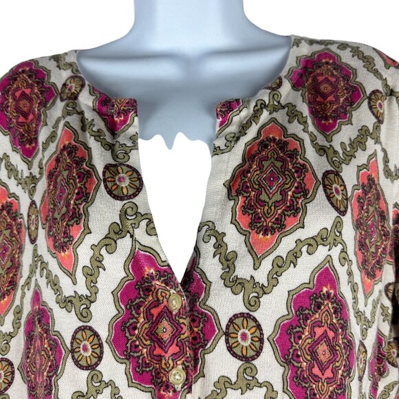 Croft & Barrow Womens Medium 100% Cotton 3/4 Sleeve Button-Up Top - Picture 2 of 6